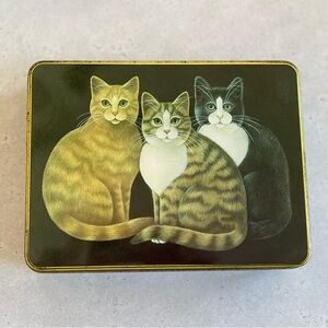 Vintage 1995 Stephen Lawrence Co Cat Tin Metal Lidded Box Case Stationery Co.